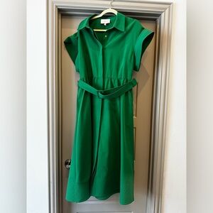 Tuckernuck Green A-Line Shirt Dress with Notched Collar